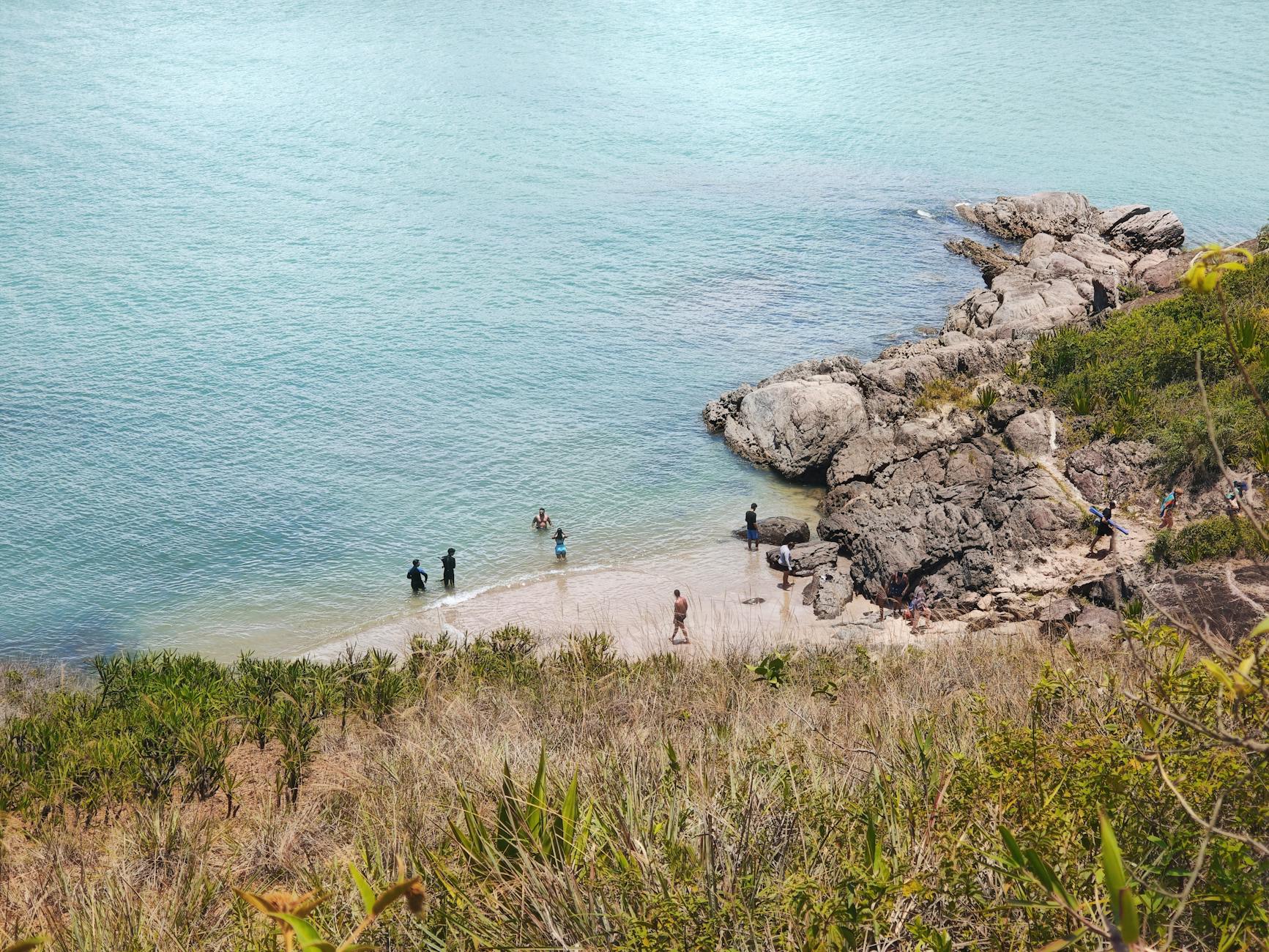 aerial view of secluded beach in guarapari